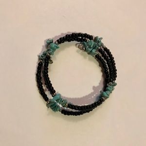Turquoise and Black Wrap Bracelet